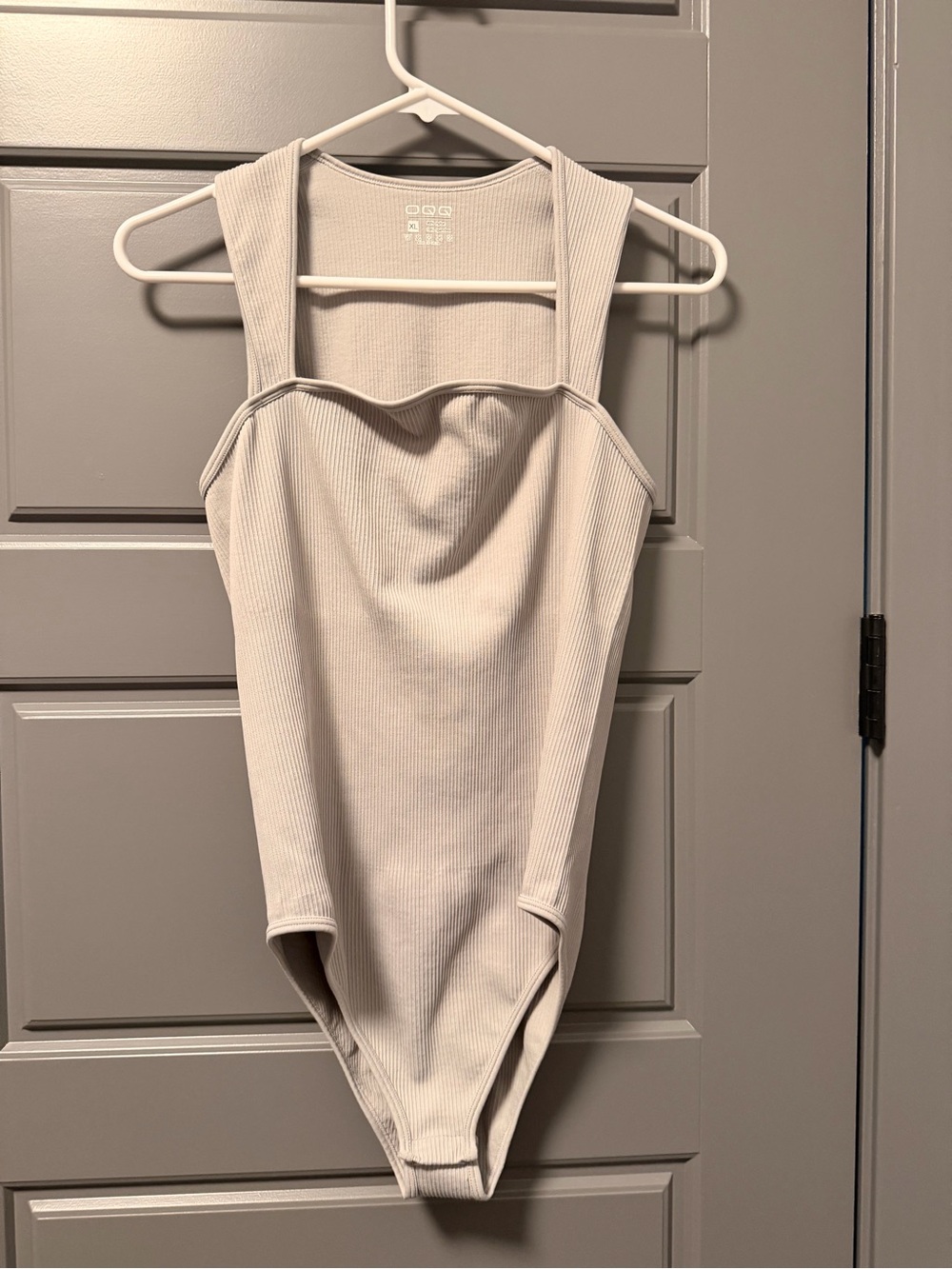OQQ Neutral Ribbed One-Piece Bodysuit Gray XL